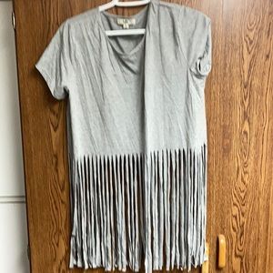 Ua Los Angeles fringe grey short sleeve slighted cropped crop top